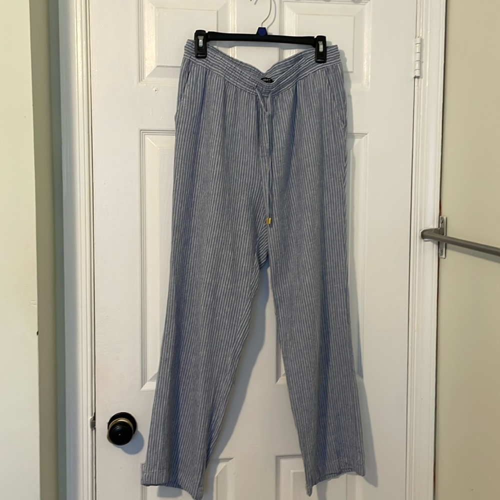 Linen pants by Ellen Tracy Blue and White Trousers
